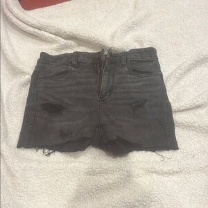 Distressed Black Denim Shorts